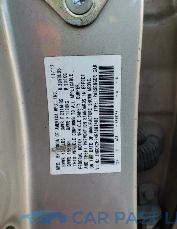 1HGCR2F54EA082402# 12