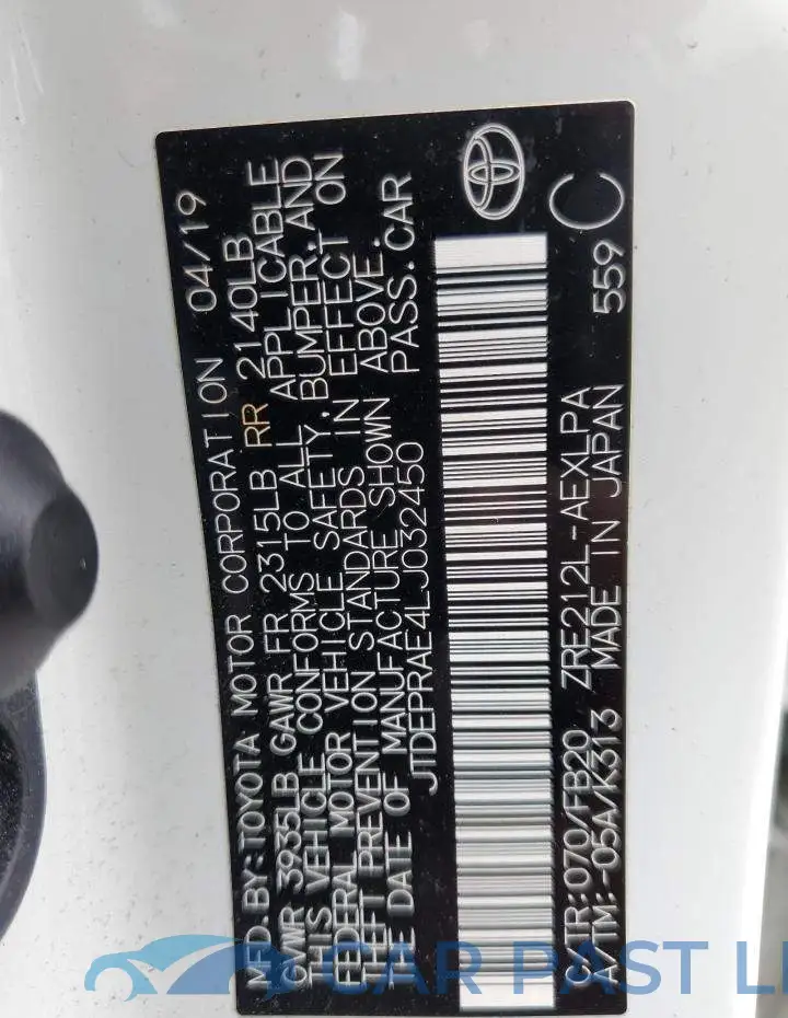 JTDEPRAE4LJ032450# 12