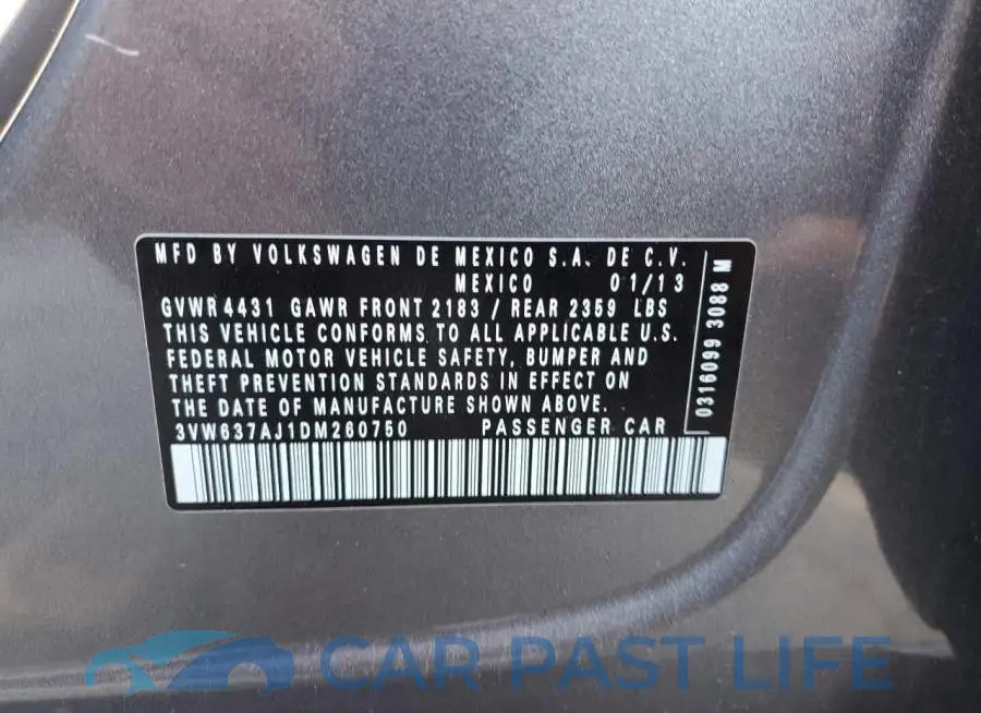 3VW637AJ1DM260750# 12