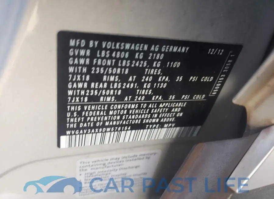 WVGAV3AX9DW576154# 13