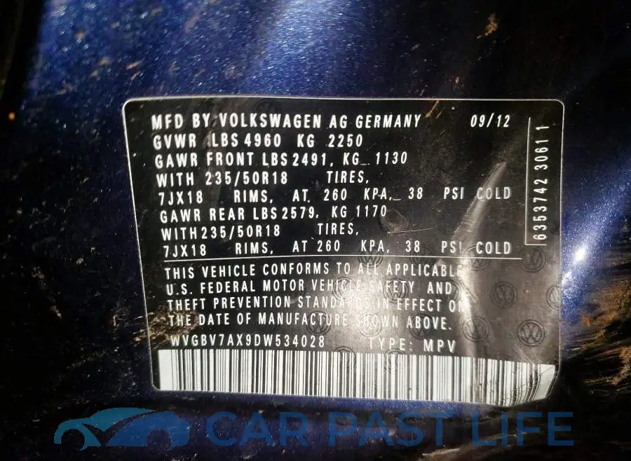 WVGBV7AX9DW534028# 10