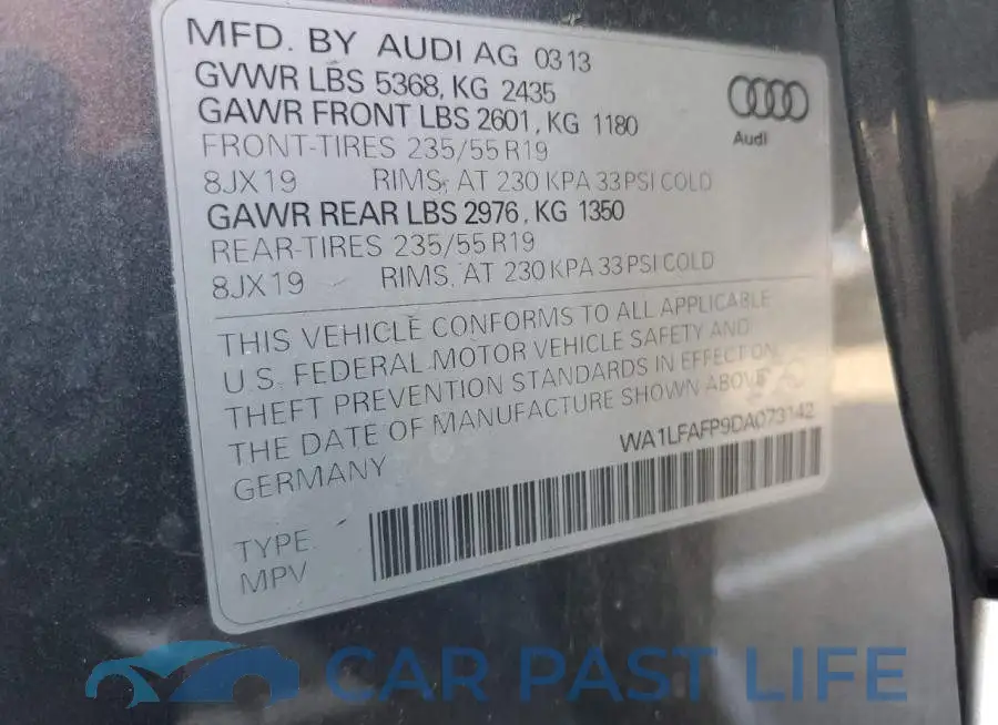 WA1LFAFP9DA073142# 13