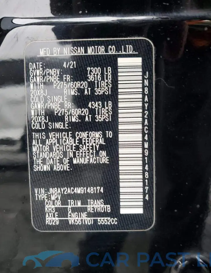 JN8AY2AC4M9148174# 13