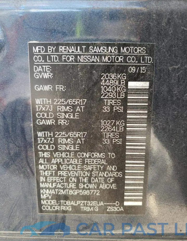 KNMAT2MT8GP598772# 10