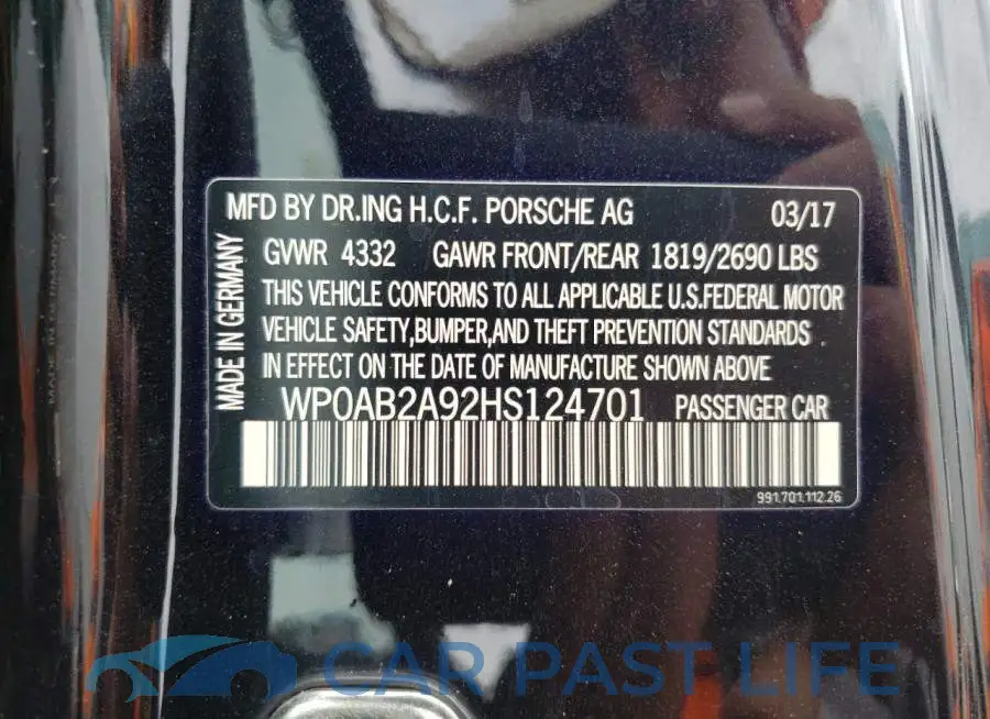 WP0AB2A92HS124701# 10