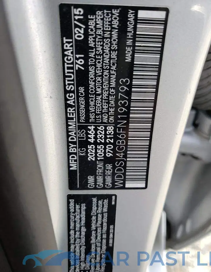 WDDSJ4GB6FN193793# 12