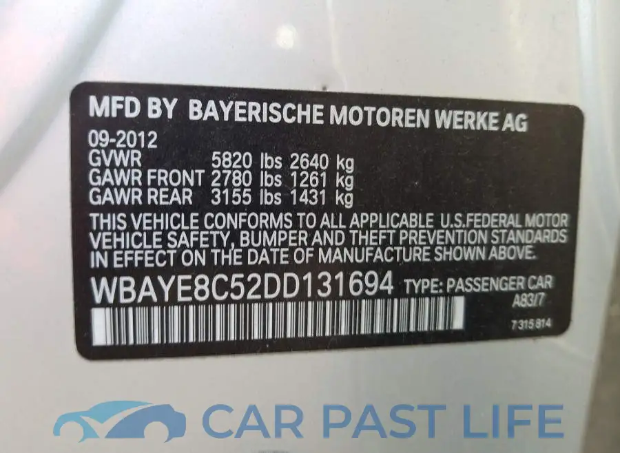 WBAYE8C52DD131694# 10