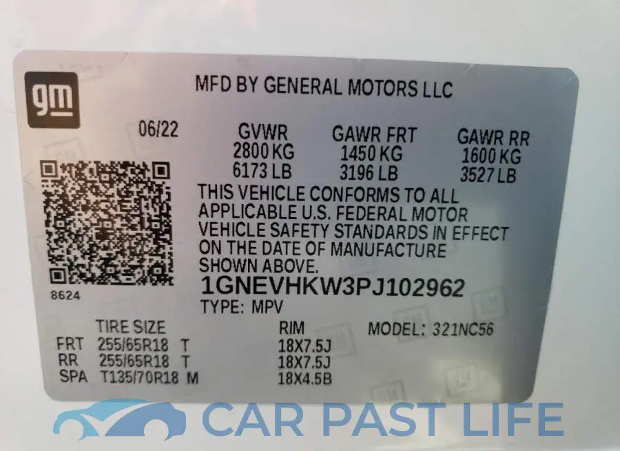 1GNEVHKW3PJ102962# 10