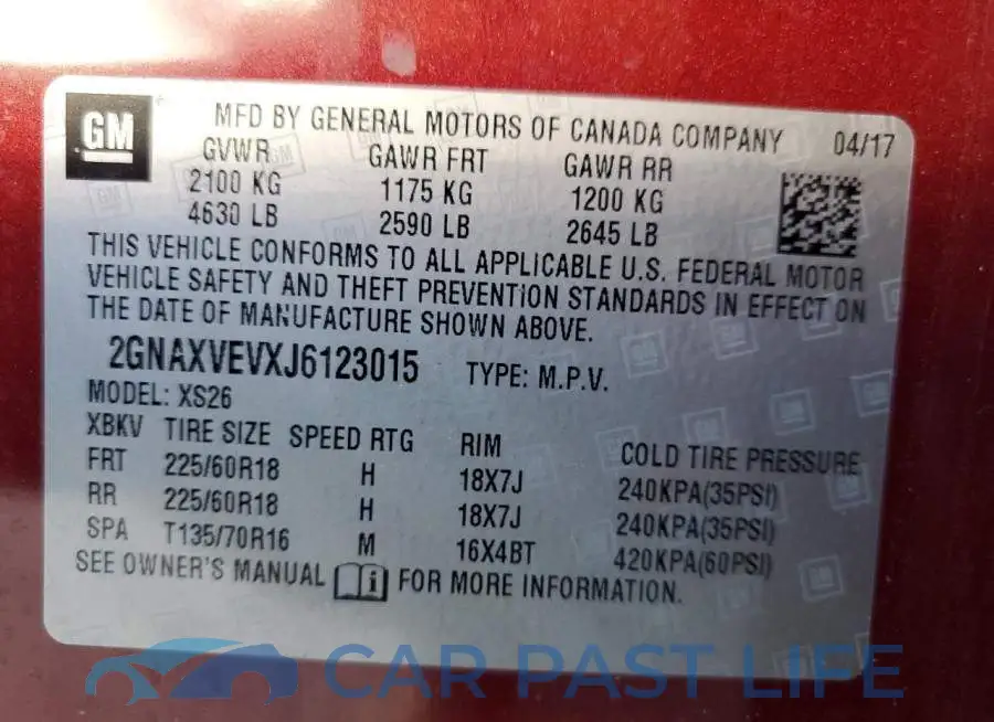 2GNAXVEVXJ6123015# 10