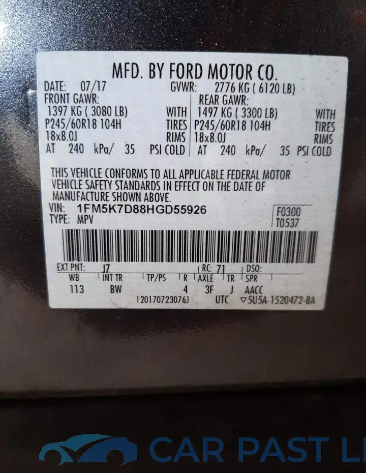 1FM5K7D88HGD55926# 14