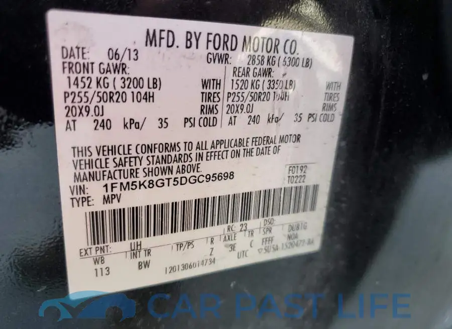 1FM5K8GT5DGC95698# 13