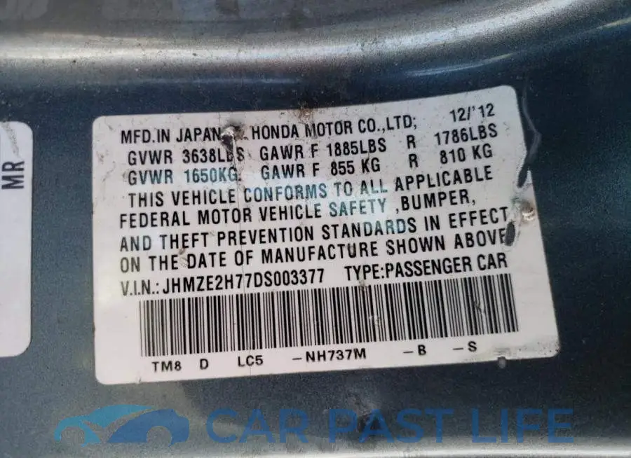JHMZE2H77DS003377# 13