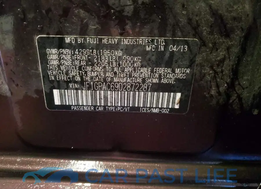 JF1GPAC69D2872287# 12