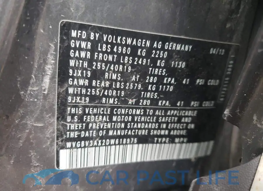 WVGBV3AX2DW618975# 13