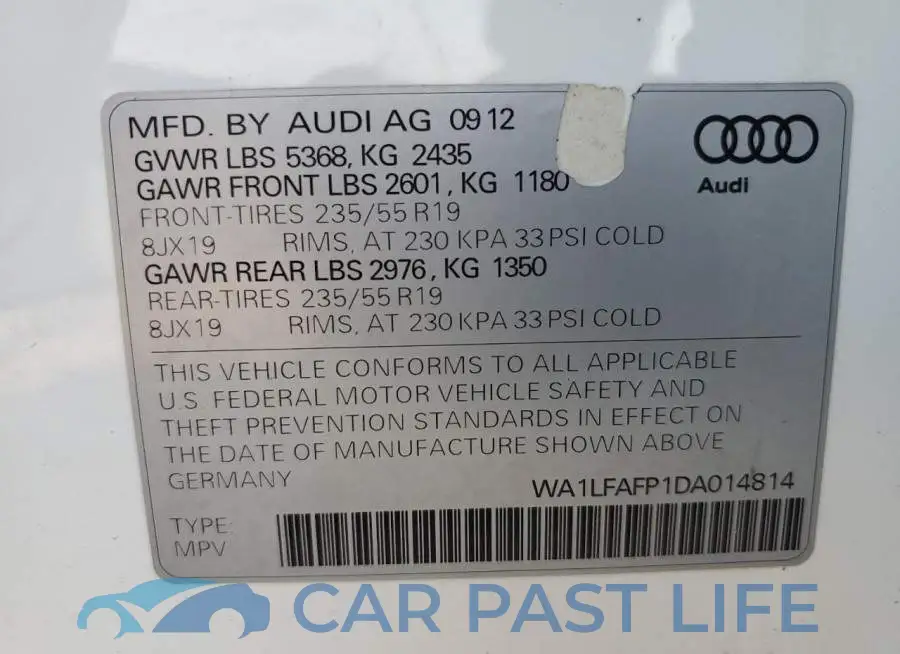 WA1LFAFP1DA014814# 10