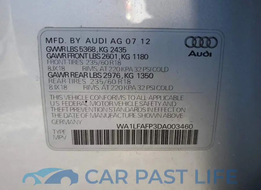 WA1LFAFP3DA003460# 13