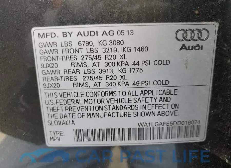 WA1LGAFE5DD016074# 13