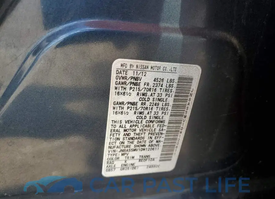 JN8AS5MV1DW120611# 10