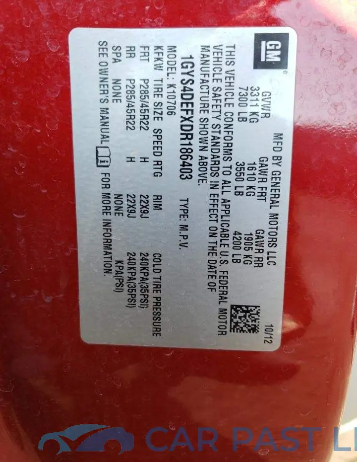 1GYS4DEFXDR186403# 13