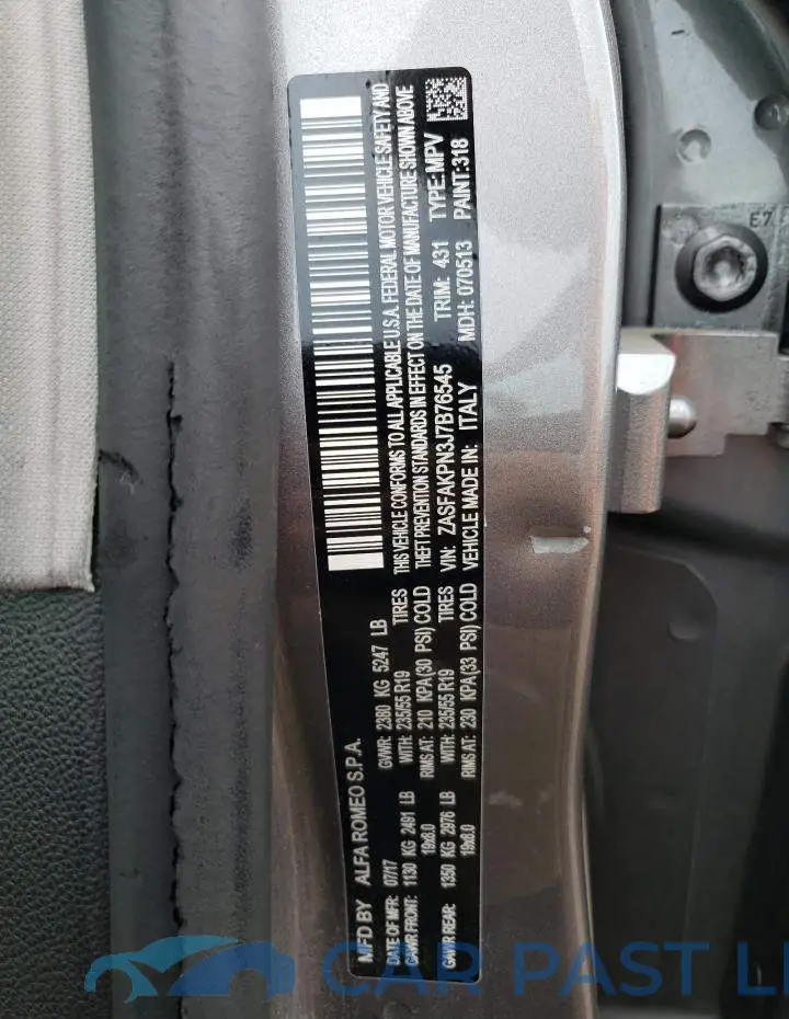 ZASFAKPN3J7B76545# 10