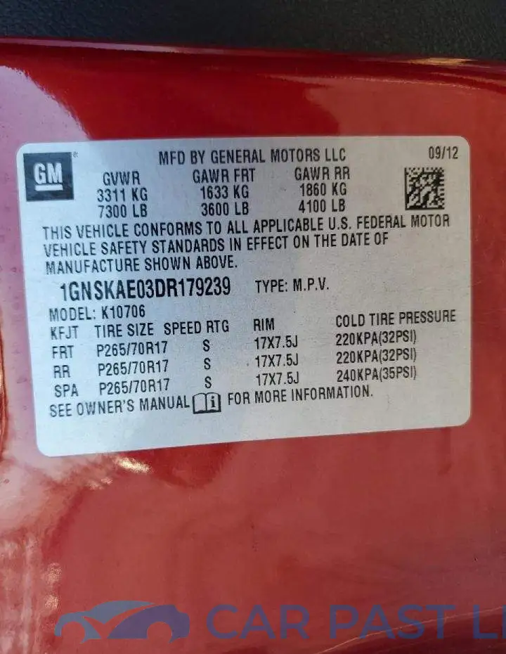 1GNSKAE03DR179239# 13