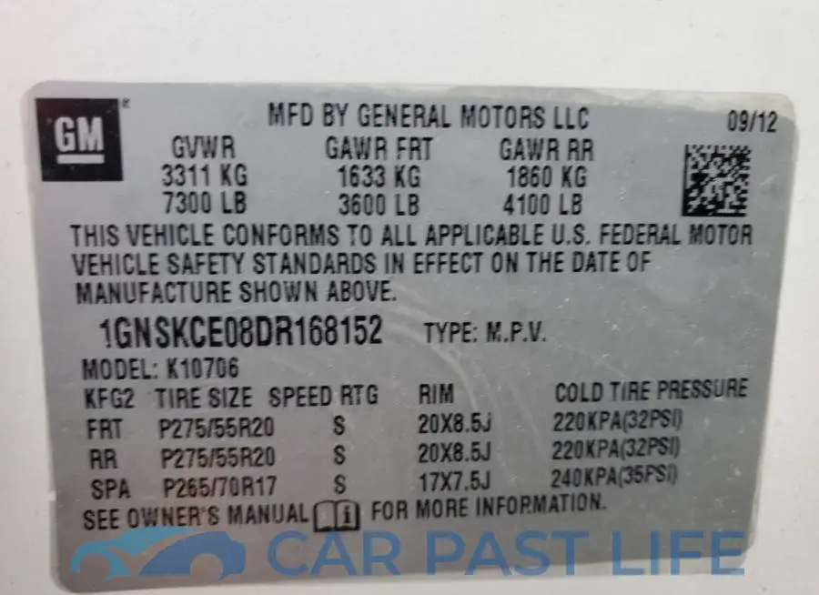 1GNSKCE08DR168152# 13