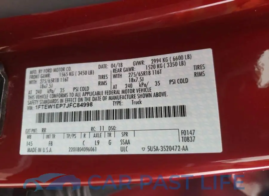 1FTEW1EP7JFC84998# 12