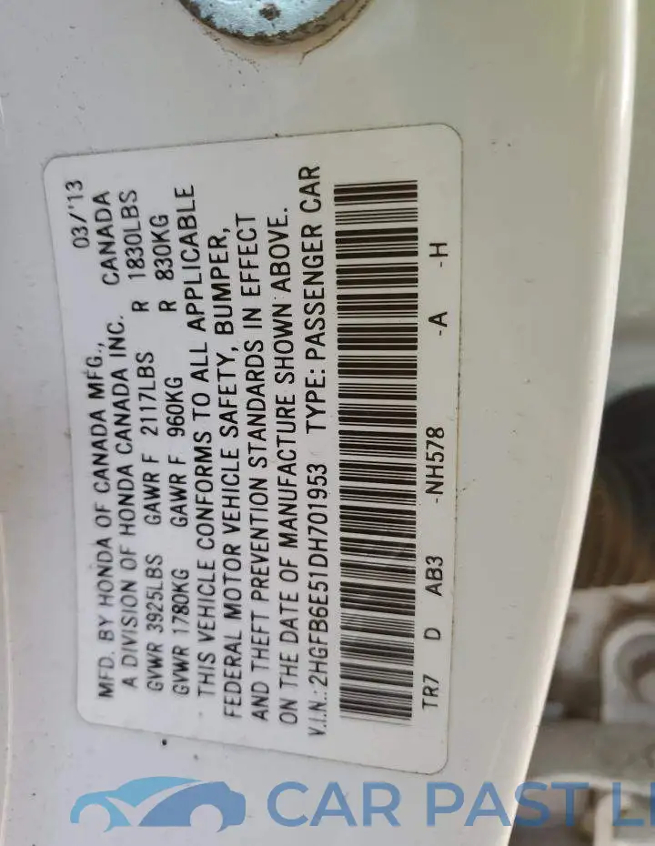 2HGFB6E51DH701953# 13