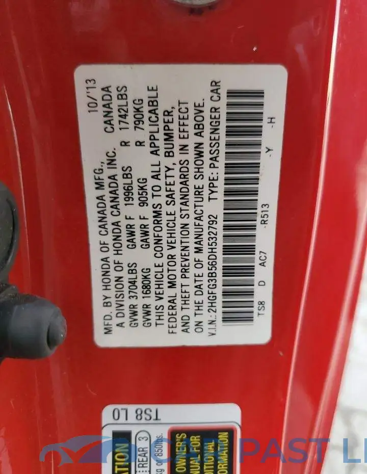 2HGFG3B56DH532792# 10