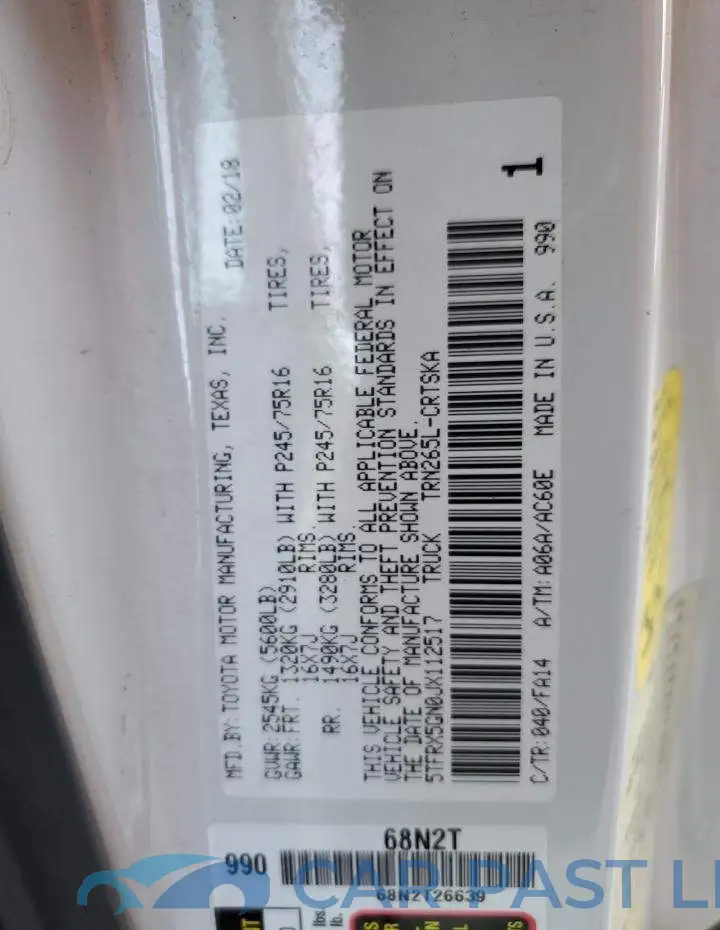 5TFRX5GN0JX112517# 12