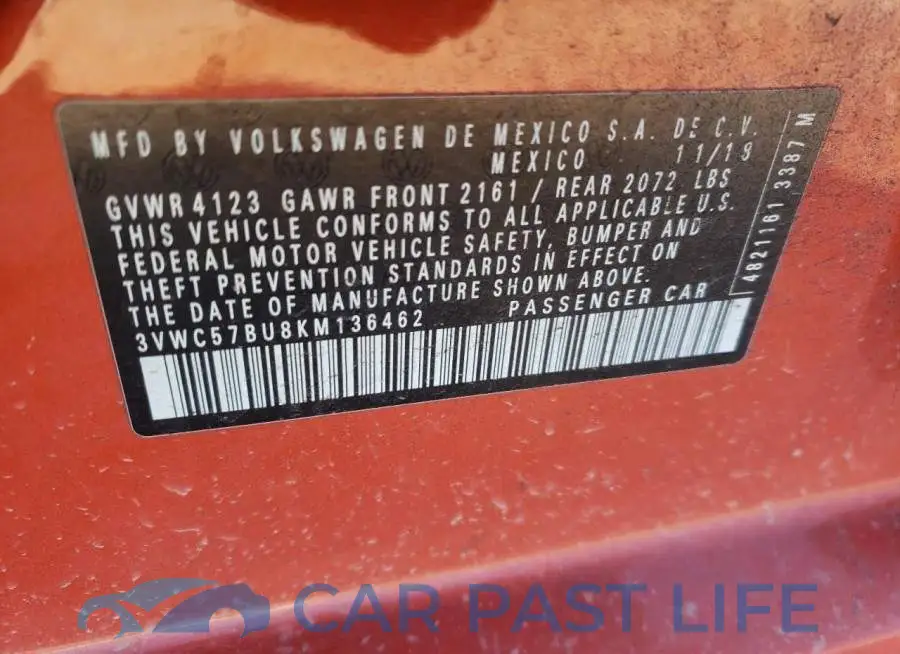 3VWC57BU8KM136462# 12
