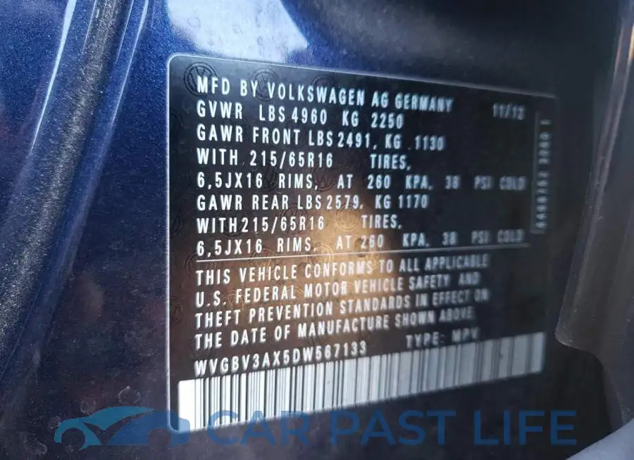 WVGBV3AX5DW567133# 10
