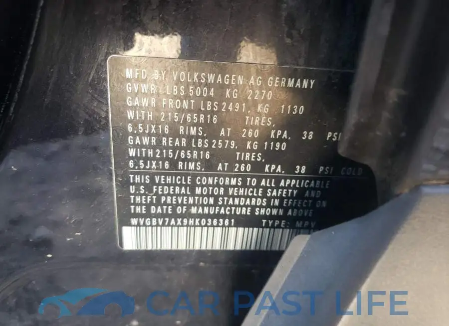 WVGBV7AX9HK036361# 10