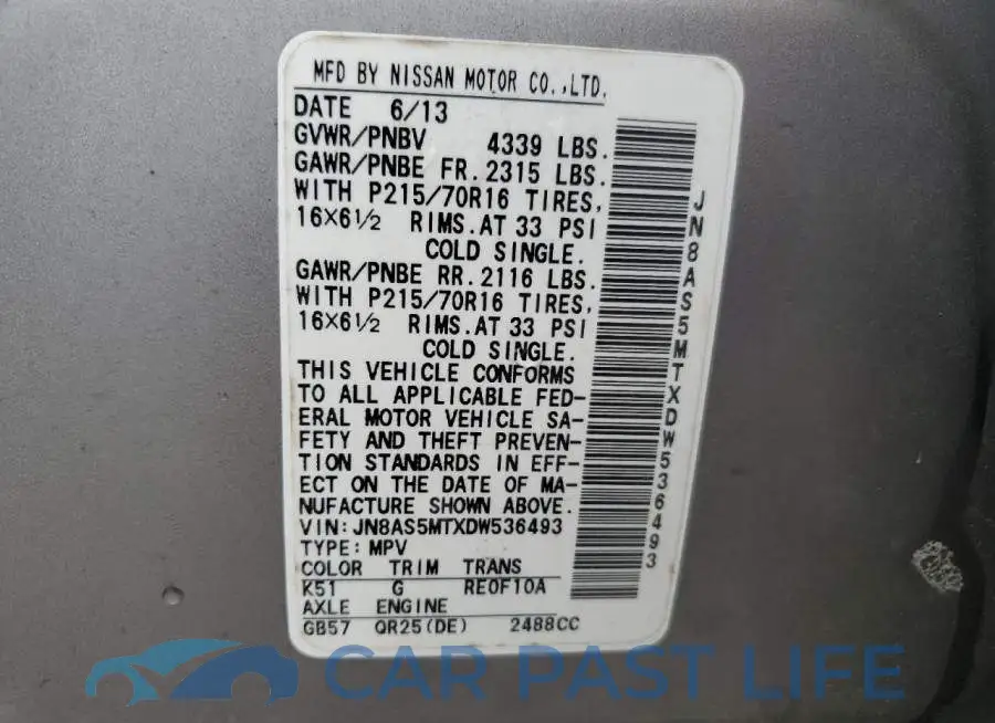 JN8AS5MTXDW536493# 12
