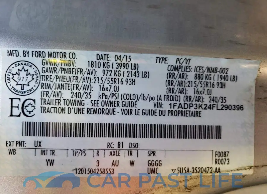 1FADP3K24FL290396# 10