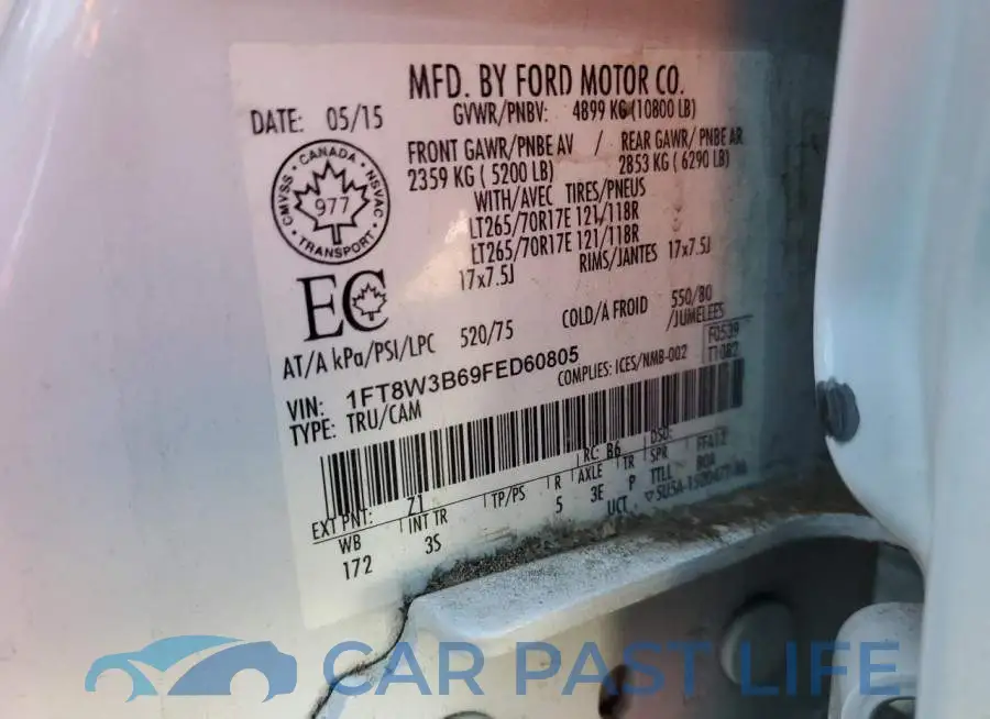 1FT8W3B69FED60805# 10