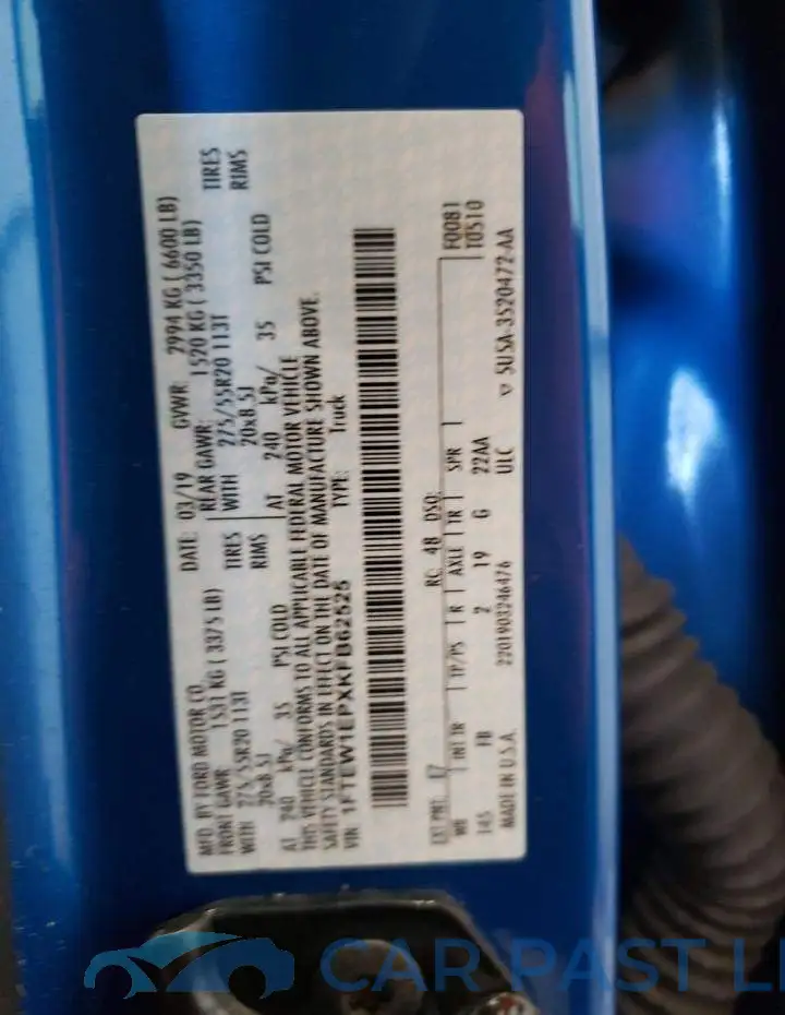 1FTEW1EPXKFB62525# 10