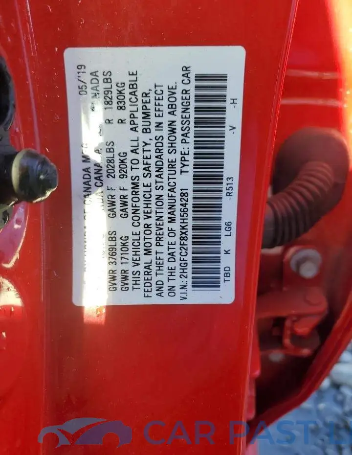 2HGFC2F8XKH564281# 12