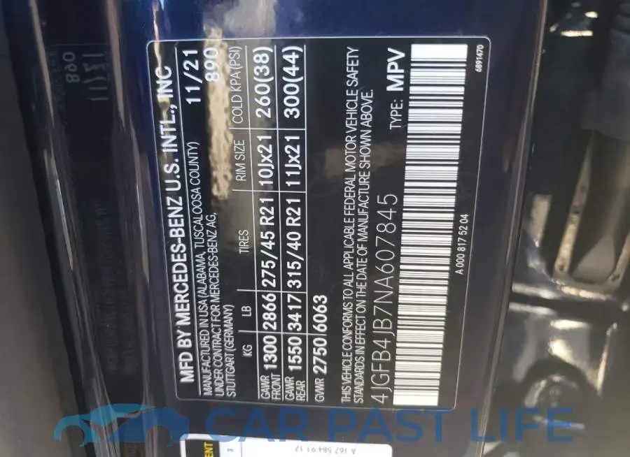 4JGFB4JB7NA607845# 10