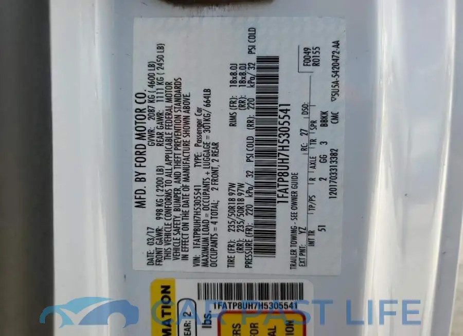 1FATP8UH7H5305541# 10