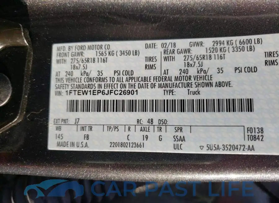 1FTEW1EP6JFC26901# 10