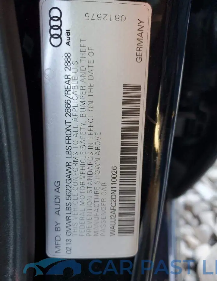 WAUJ2AFC2DN110026# 12