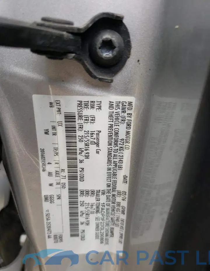 1FADP3F23GL290806# 10
