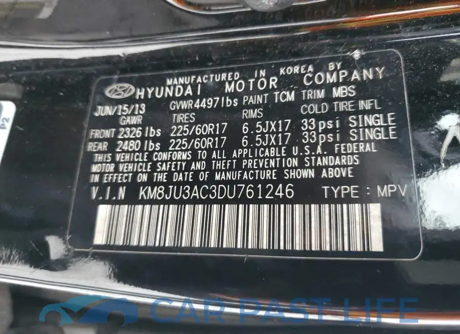 KM8JU3AC3DU761246# 13