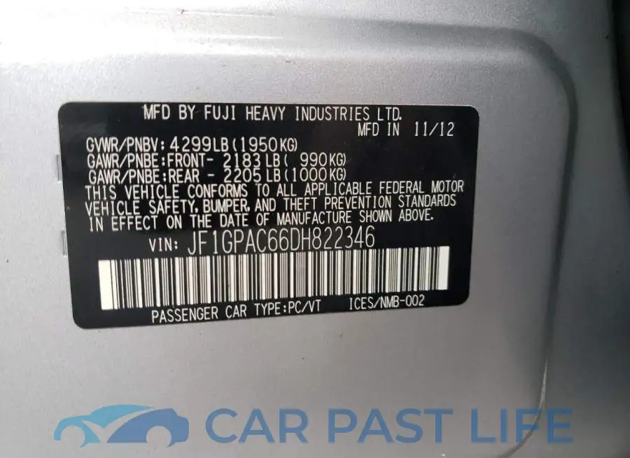 JF1GPAC66DH822346# 12
