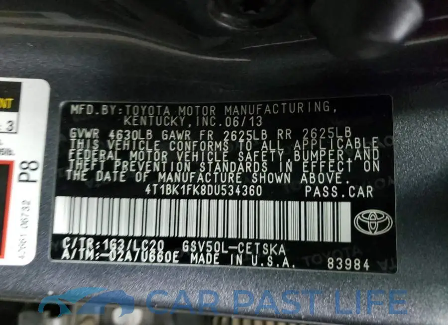 4T1BK1FK8DU534360# 12