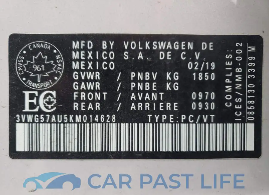 3VWG57AU5KM014628# 13