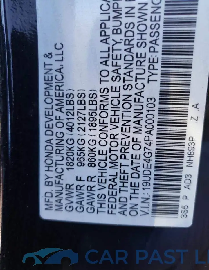 19UDE4G74PA000103# 12