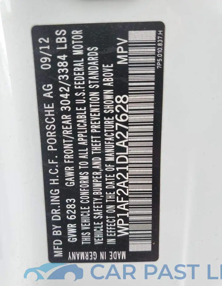 WP1AF2A21DLA27628# 10