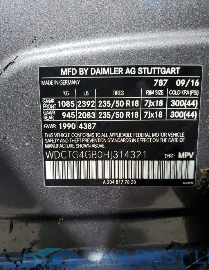 WDCTG4GB0HJ314321# 10
